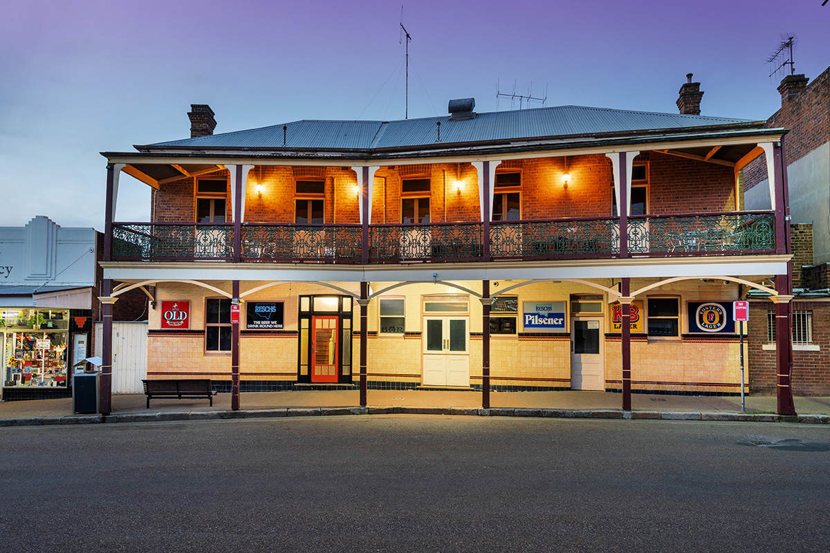 View of The Commercial Travellers House after sunset